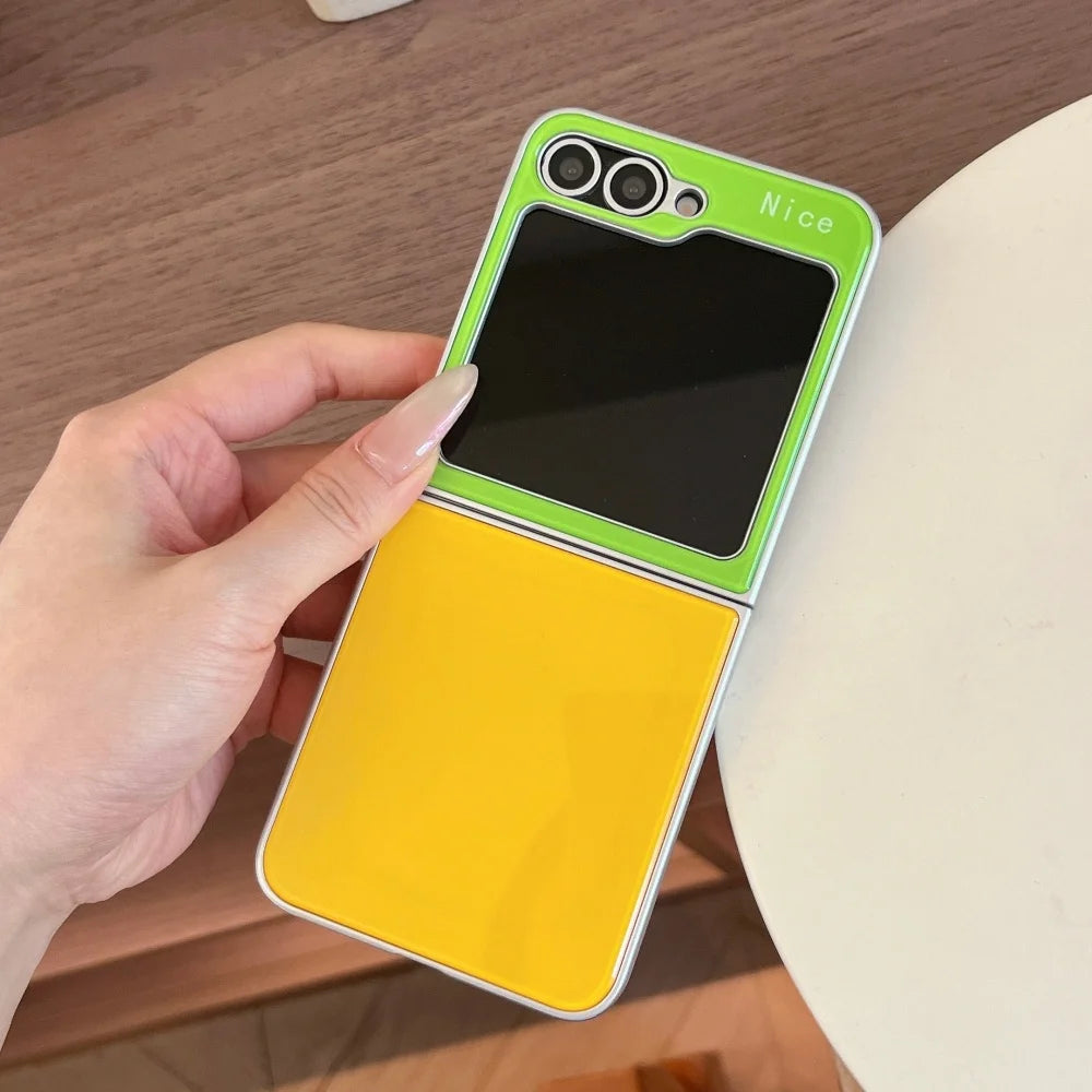 Cute INS Dopamine Colors Gradient Case for Samsung Galaxy Z Flip 8 6 5 Flip 7 3 4 Zflip8 Acrylic Hard Shockproof Cover