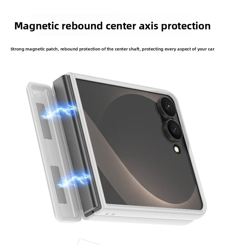 ‌Magnetic Skin Feel Vegan Leather Case‌ for Samsung Z Flip 8 Screen Protector Shockproof for Magsafe Slim Axis Protection Cover