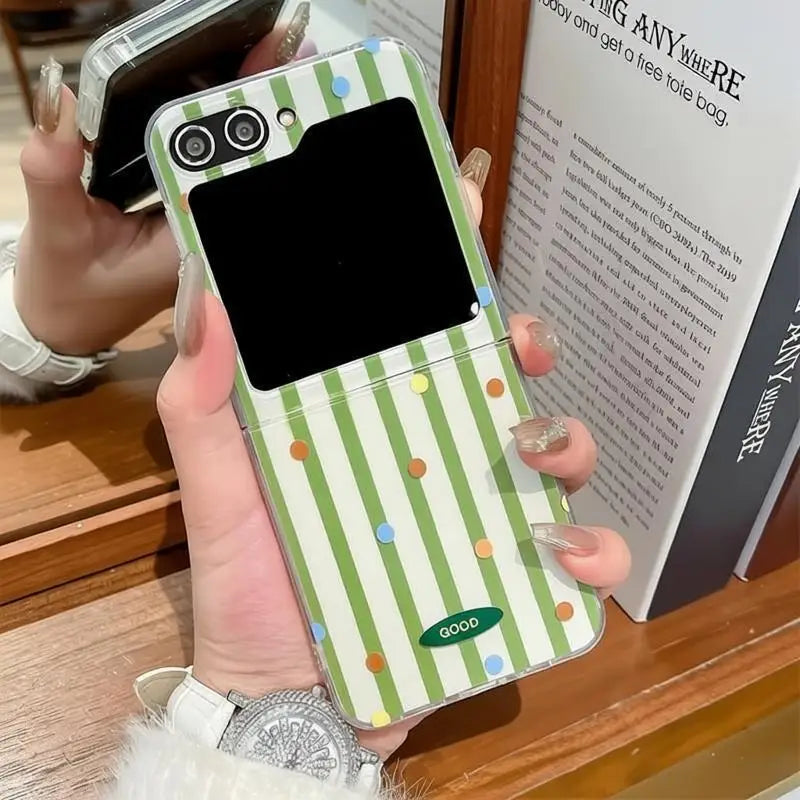 Simple Stripes Polka Dot Phone Case For Samsung Galaxy Z Flip 6 ZFlip5 Shockproof Cover for Samsung ZFlip 4 3 7 Shell Fundas