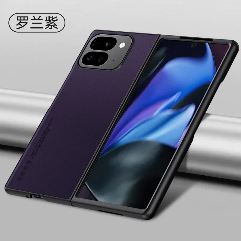 Plain PU Leather Phone Case For Google Pixel 9 Pro Fold Matte Cover Silicone Shockproof Soft Edge Back Cover For Pixel Fold2