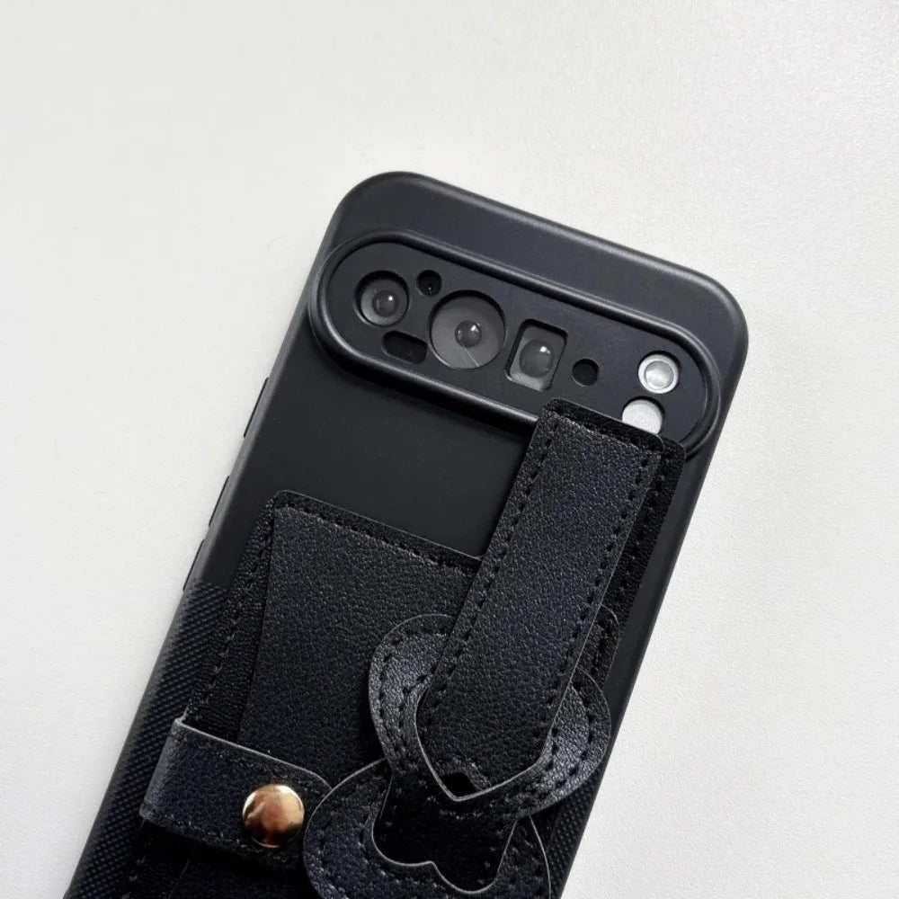 Polka Dot texture Wrist Wallet Card Bag Holder Butterfly Phone Case For Google Pixel 10 Pro 9 9A 6 7 Pro 8 10A Shockproof Cover