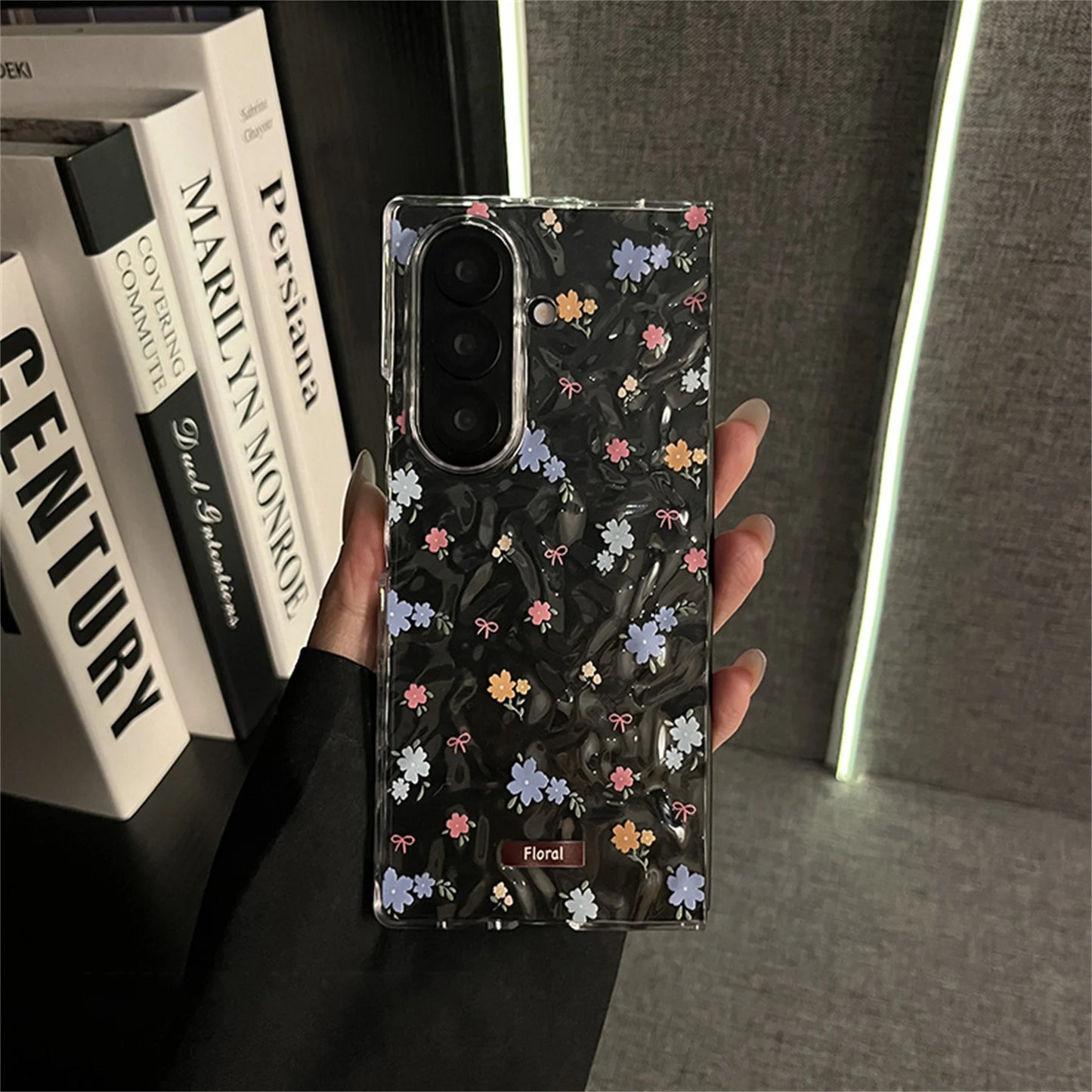Cute Fresh Transparent Wrinkle Floral Flowers Phone Case for Samsung Galaxy Z Fold 6 Z Fold6 Fold7 Shockproof Back Cover