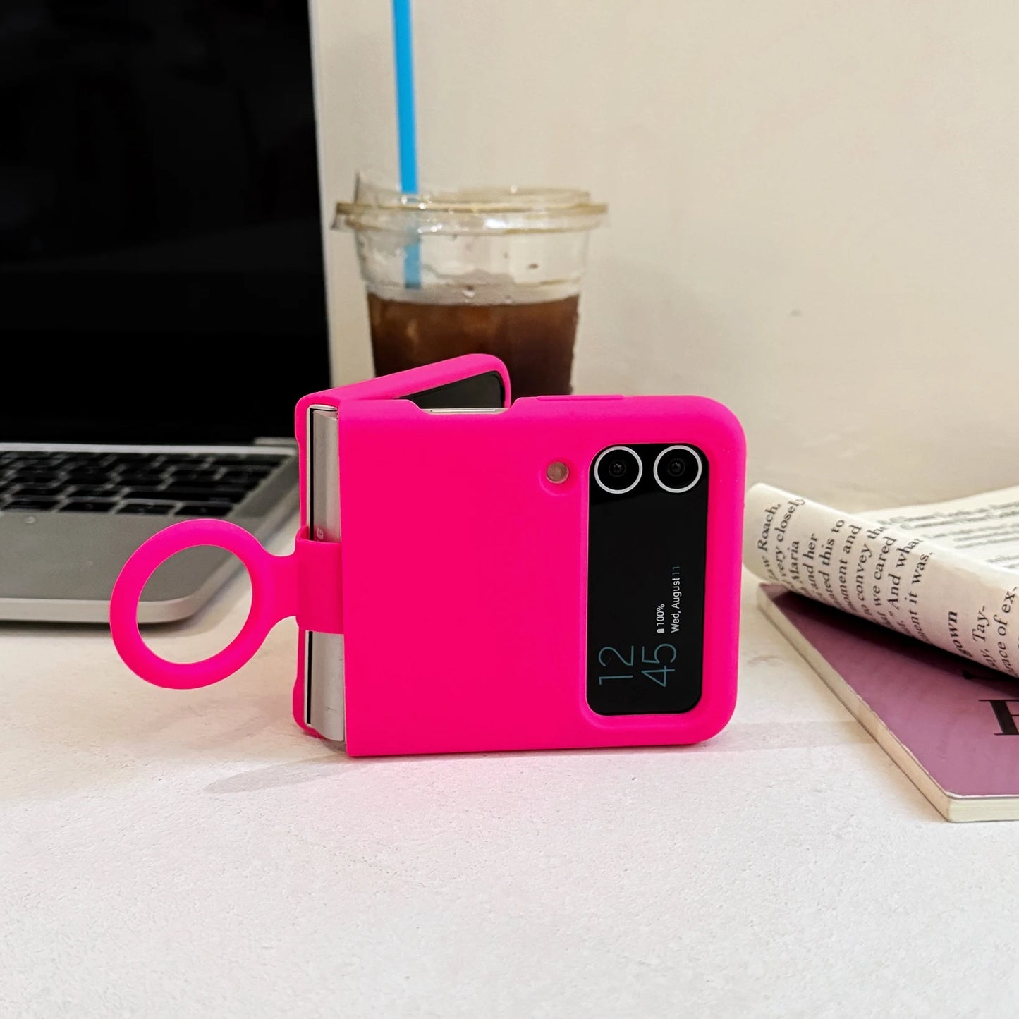 Ring Holder Matte Liquid Silicone Protective Cases For Samsung Galaxy ZFlip4 ZFlip3 Solid Color Soft Bumper Shockproof Cover