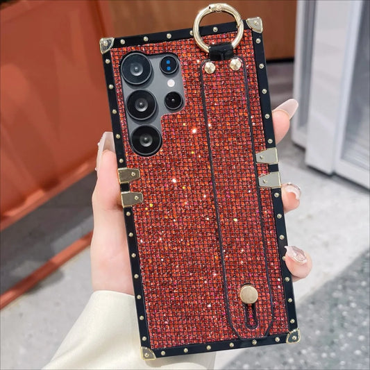 Plating Bling Glitter Wristband Case For Samsung Galaxy S20 S21 S23 FE S22 S24 S25 Plus Note 20 Ultra A06 A16 A26 A36 A55 5G