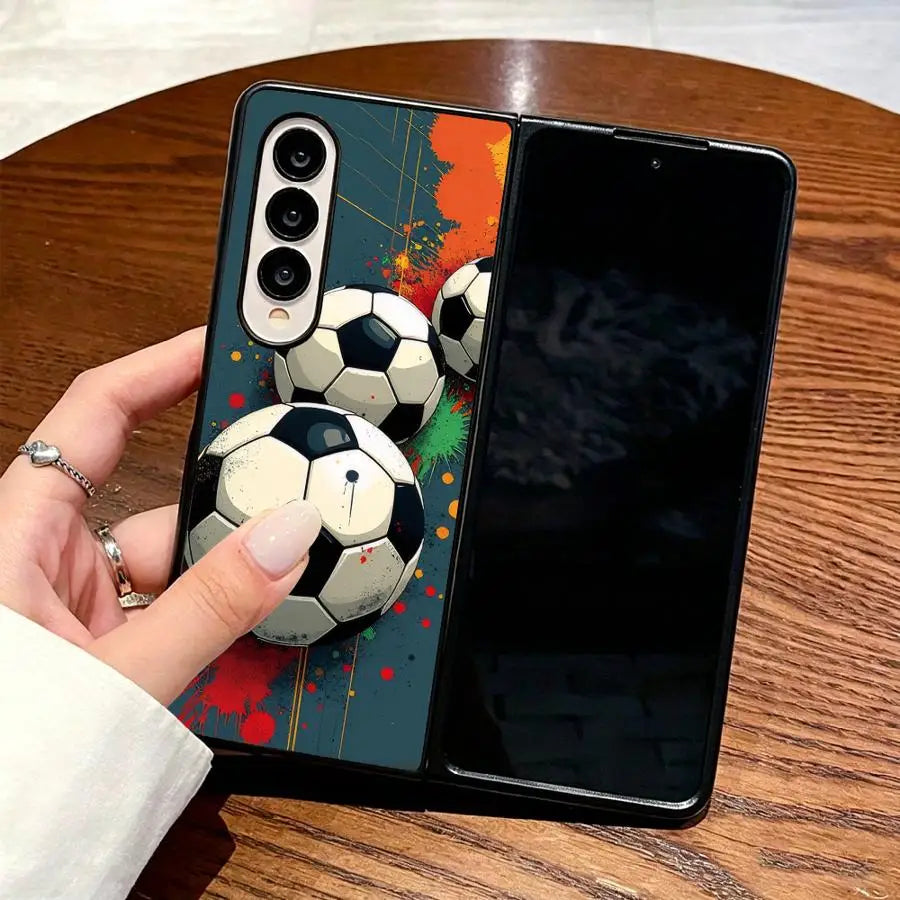 Phone Cover Case for Samsung Galaxy Z Fold 7 6 5 4 3 Z Flip 7 6 5 4 3 Soccer Ball Art