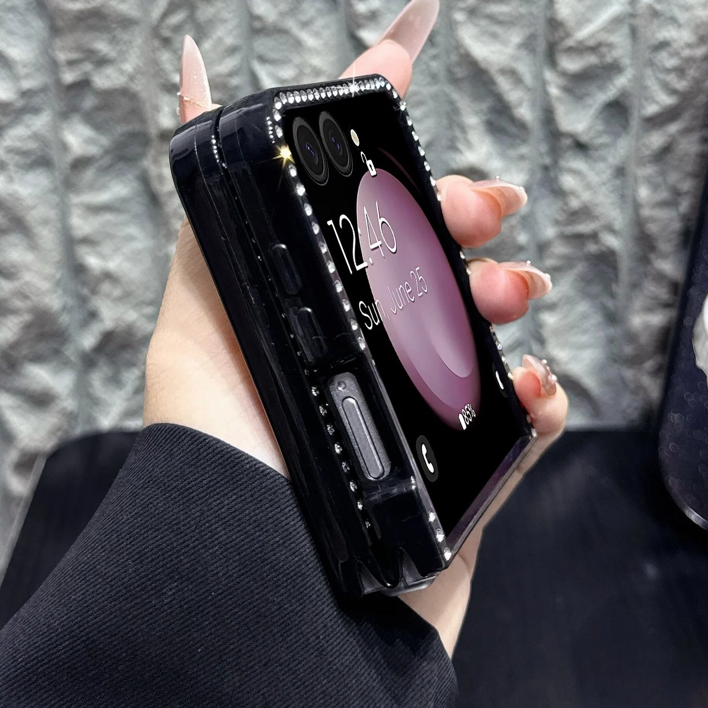 Glitter Diamond Transparent Cover For Samsung Galaxy Z Flip 7 Wireless Charge Magnetic Case For Samsung zflip 6 zflip5 4 3 Cases