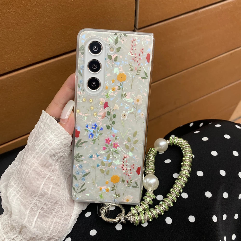 for Samsung Galaxy Z Fold 7 5G Hard PC Phone Case Floral Shell for Z Fold 7 6 5 4 3 Drop-Proof Protective Cover