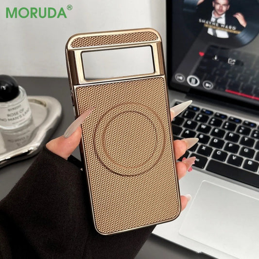 Pixel 10proXL Business Leather Magnetic Phone Case for Google Pixel 8 9 Pro 9A 8A 9 ProXL Pltaing Frame Shockproof Magsafe Cover