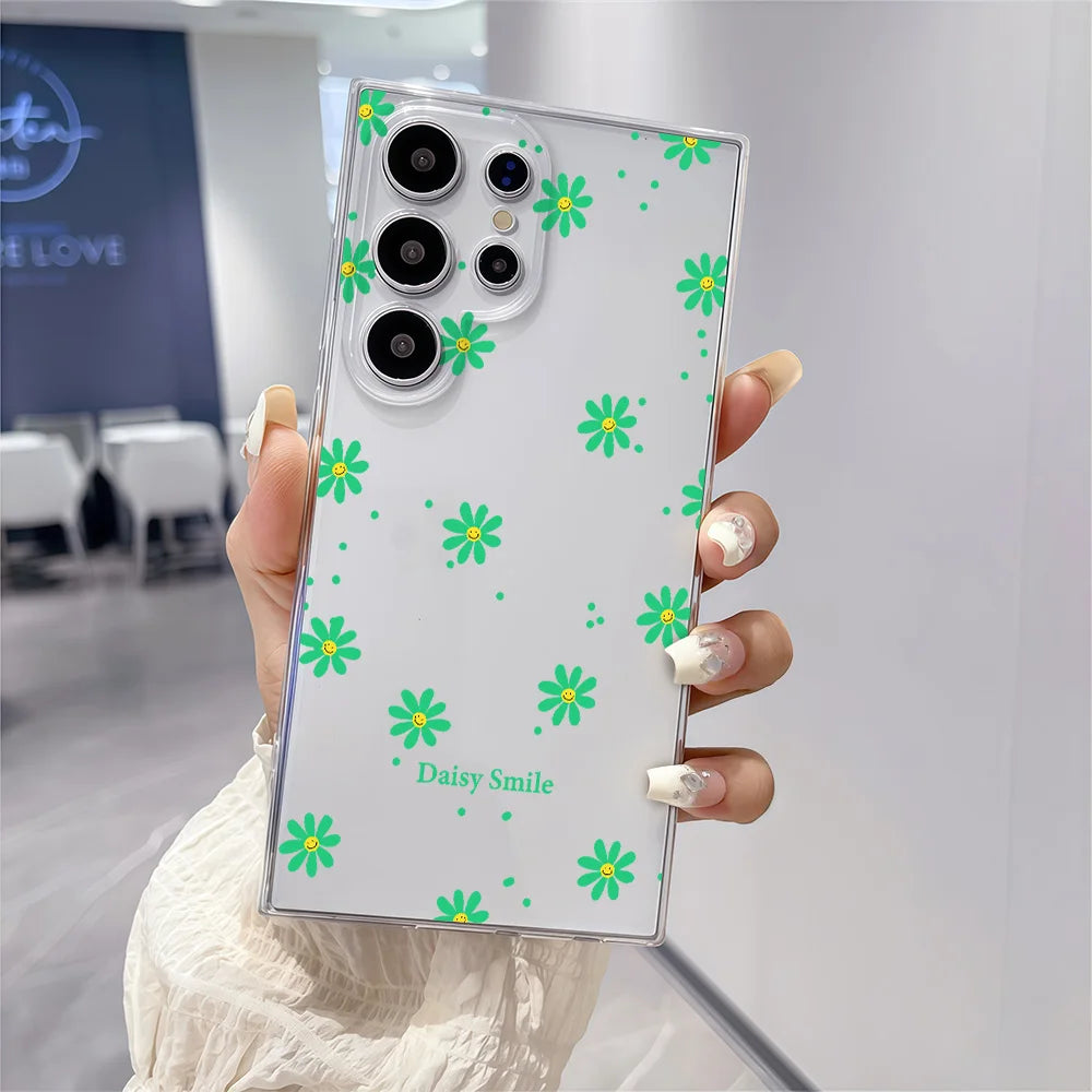 For Samsung Galaxy S26 S25 S24 S23 S22 S21 S20 Note 20 Ultra 9 8 10 S8 S9 S10 Plus Case Daisy Smile Printed Clear Soft TPU Cover
