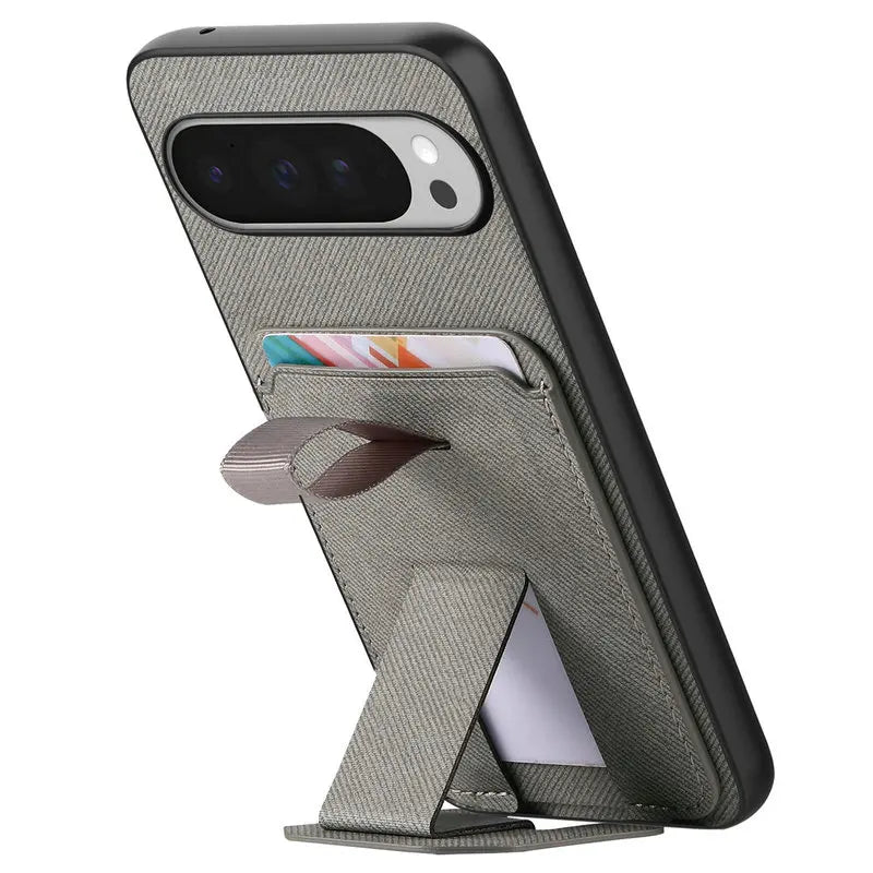Business Retro Fabric Texture Phone Case for Google Pixel 11 Pro XL 9 10 Pro Foldable Card Slot Kickstand Ring Shockproof Cover