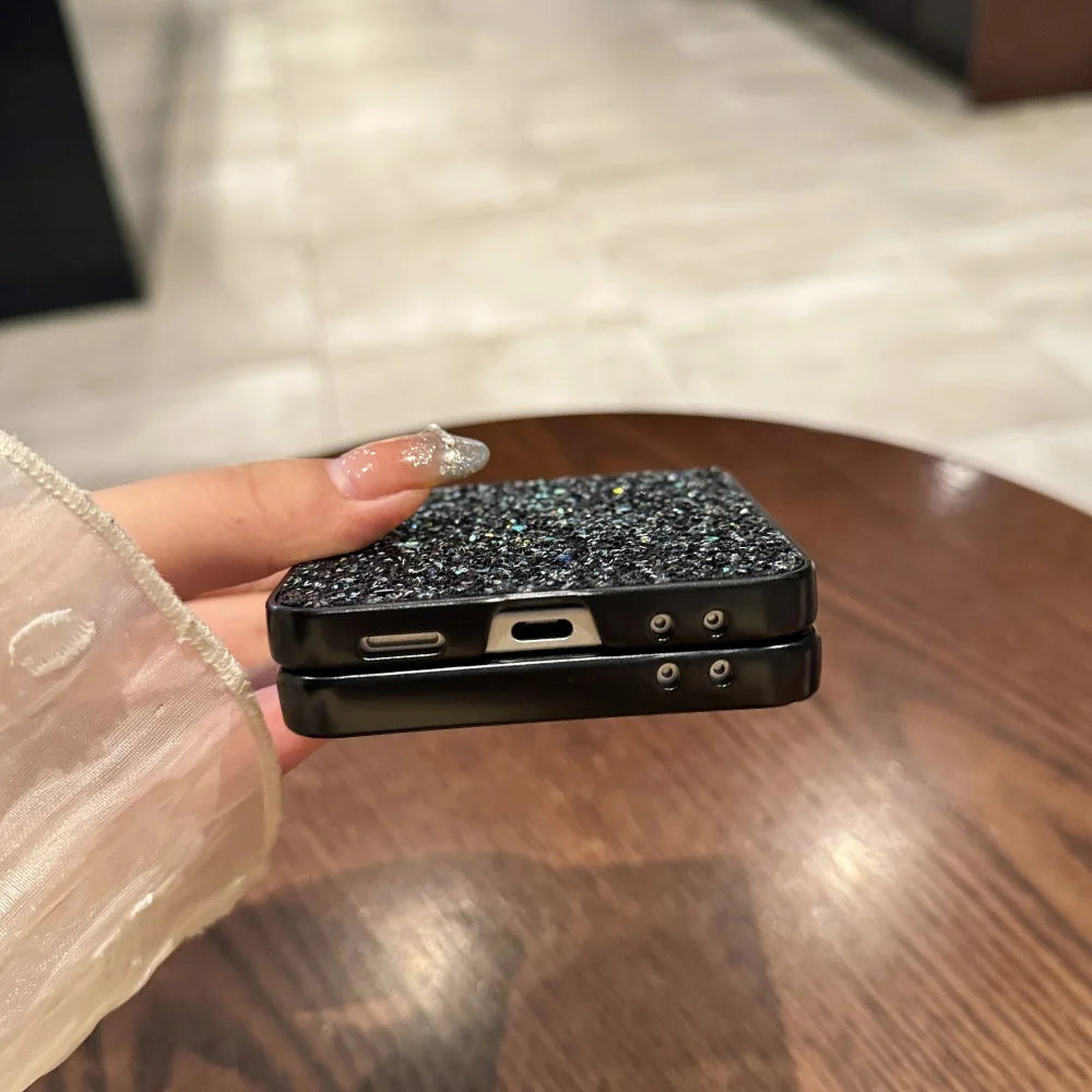 Z Flip7 Case Luxury Bling Sequin Glitter Sequin Phone Case for Samsung Galaxy Z Flip 7 6 5 4 3 5G Hinge Protection Hard PC Cover