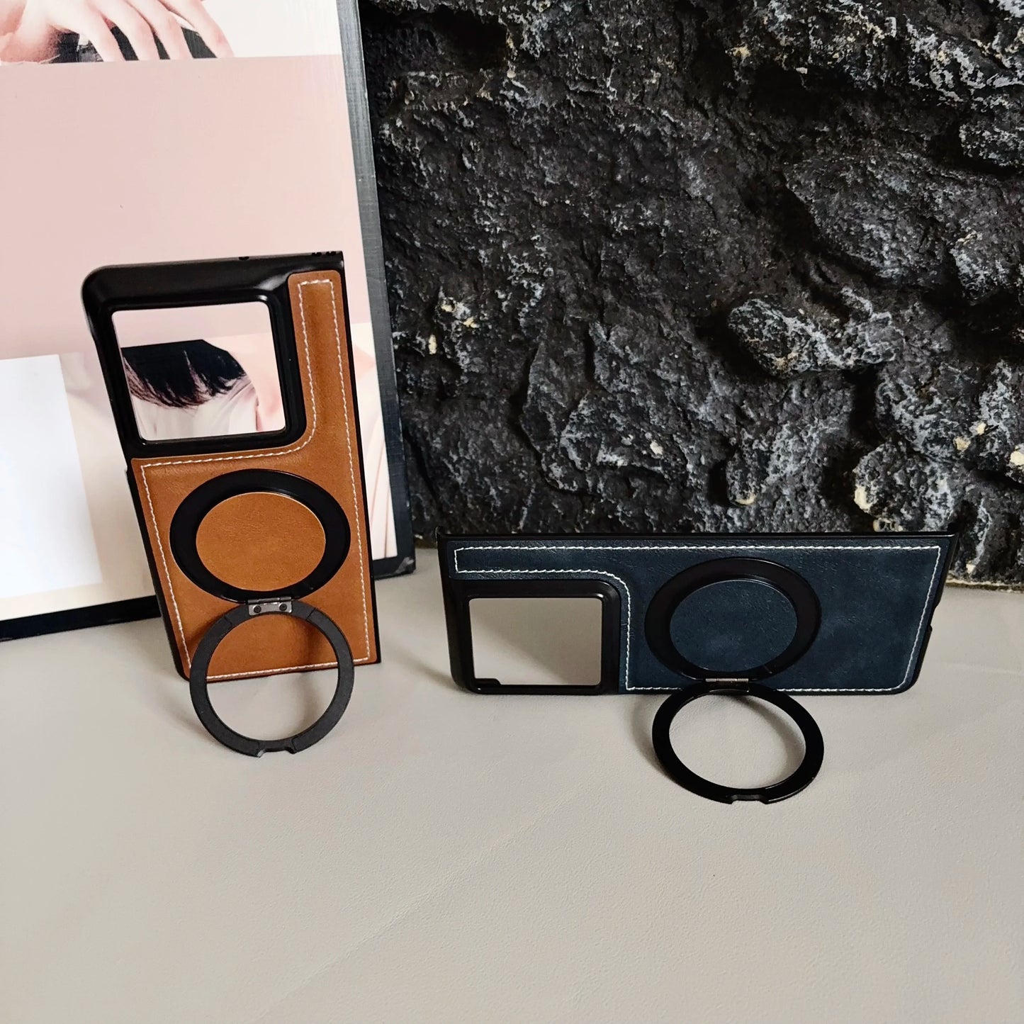 360° Rotating Ring Case For Magsafe Magnetic Wireless Charging Premium PU Leather Cover for MOTOROLA Moto Razr Fold 2026