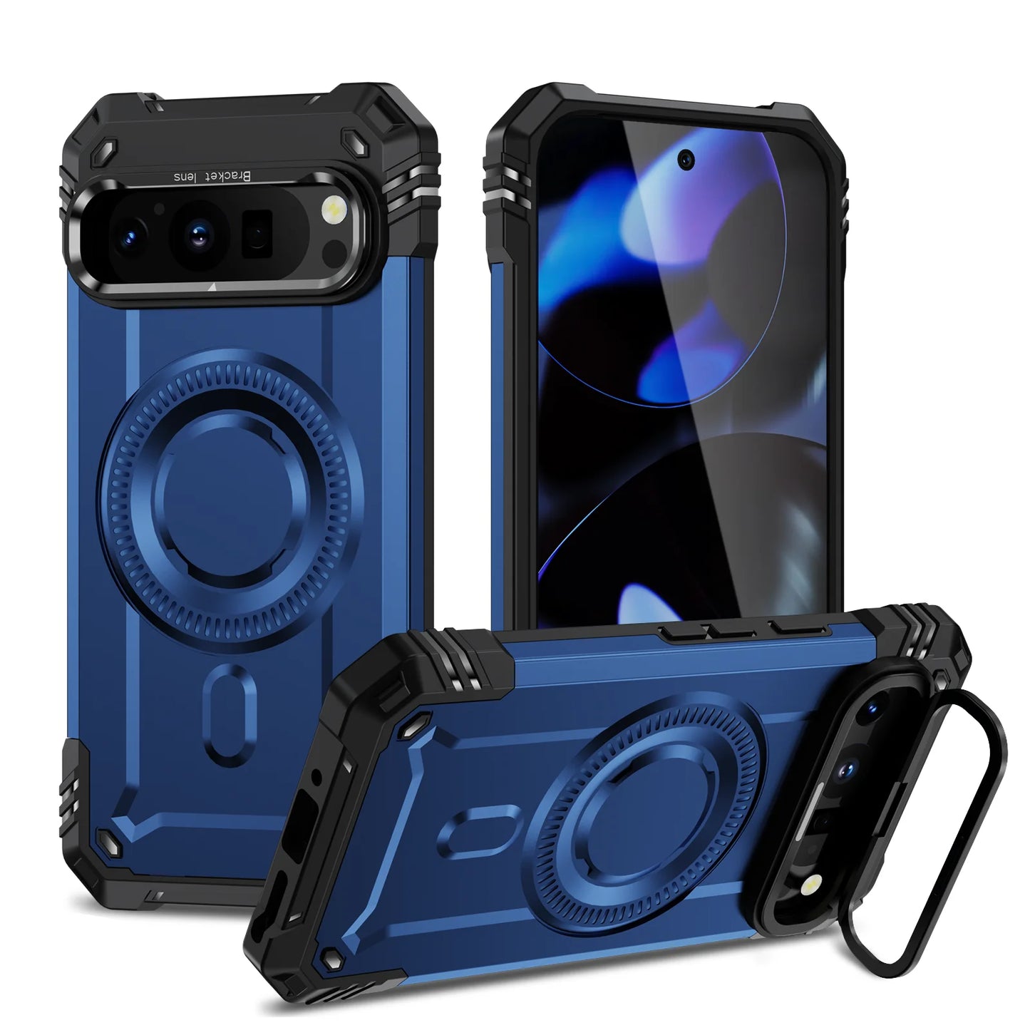 Armor Shockproof Matte Camera Stand Protection Phone Case for Google Pixel 9 Pro XL Military Magnetic Wireless Charge Hard Cover