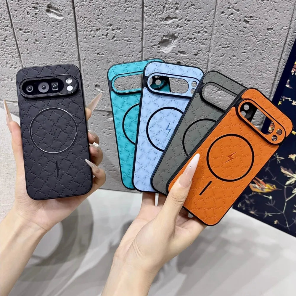 Fashion Quilted Leather Texture Magnetic Phone Case For Google Pixel 11 10 9 8 7 A Pro XL Shockproof Back Cover