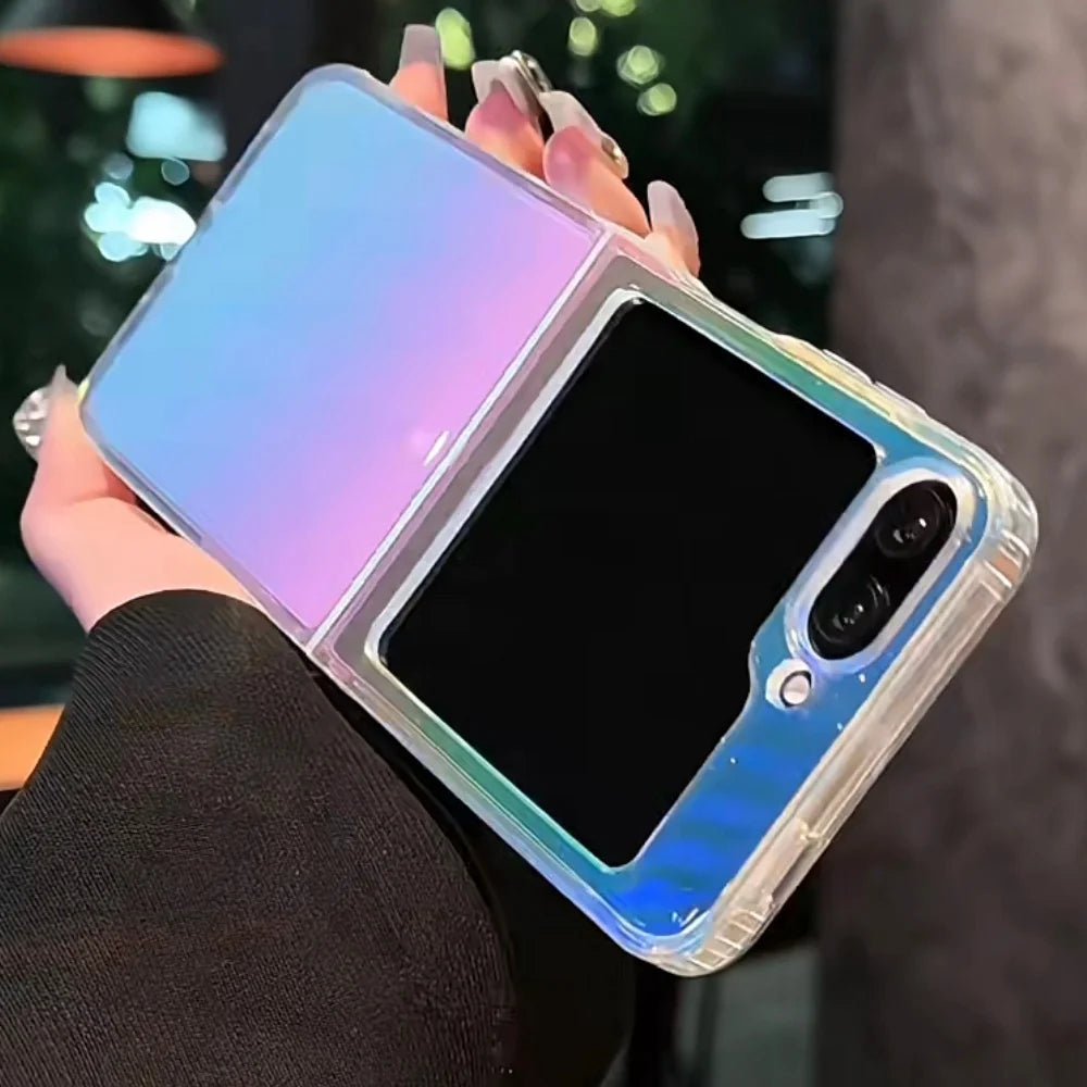 Z Flip 7 Case Laser for Magsafe Transparent Folding Cases for Samsung Galaxy Z Flip 7 6 5 4 3 Flip7fe Flip7 Dazzling PC Funda