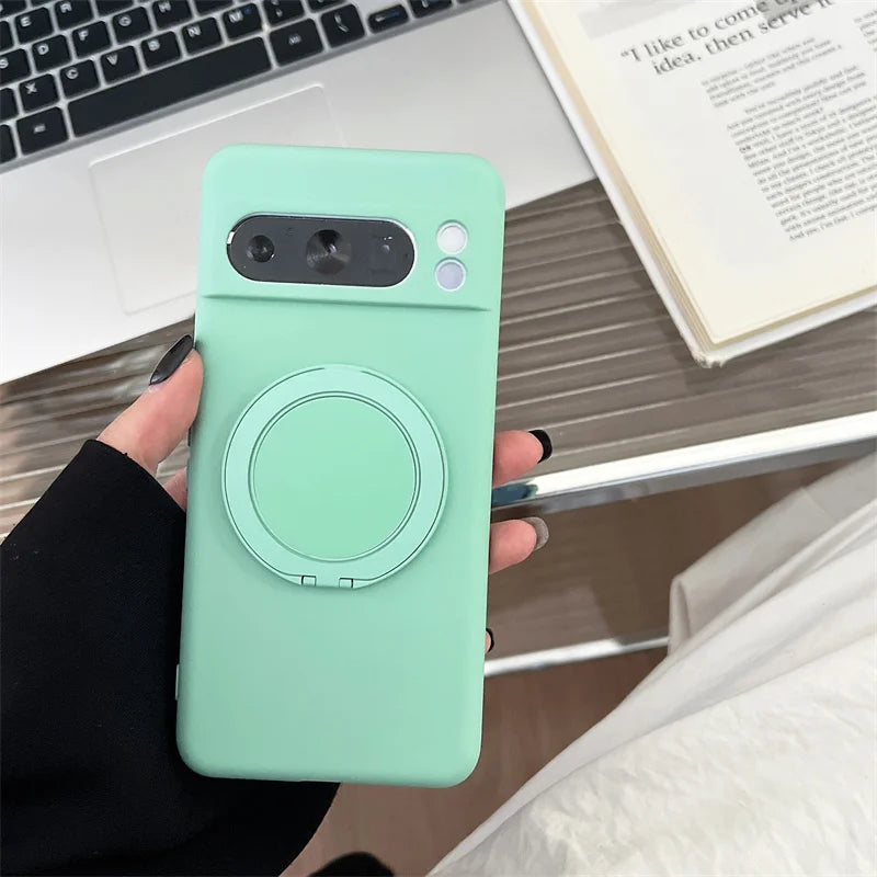Stand Bracket Wireless Charging Magnetic For Magsafe Case For Google Pixel 10 6 7 8 9 Pro XL 7A 8A 9A Soft Shockproof Back Cover