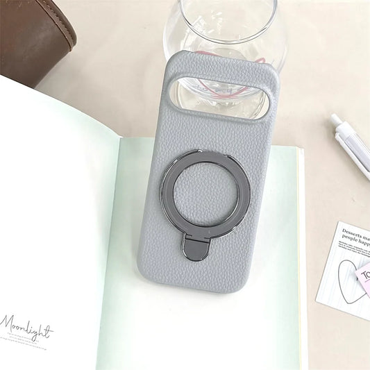 Luxury Fold Stand Lychee Pattern Leather Magnetic Case For Google Pixel 9 9A 10 Pro XL 8 8A Solid Color Shockproof Back Cover