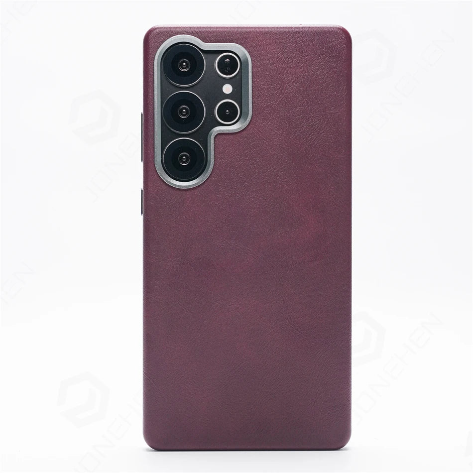 Retro Premium For Magsafe Leather Case For Samsung Galaxy S25 S24 S23 Ultra Luxury Magnetic Metal Lens Ring Shockproof Cover Bag