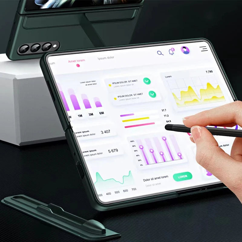 For Samsung Galaxy Z Fold6 Case With S Pen Stand Cover PC Full Protective Bracket Case With Touch Pen For Galaxy Z Fold 6 5 4 3