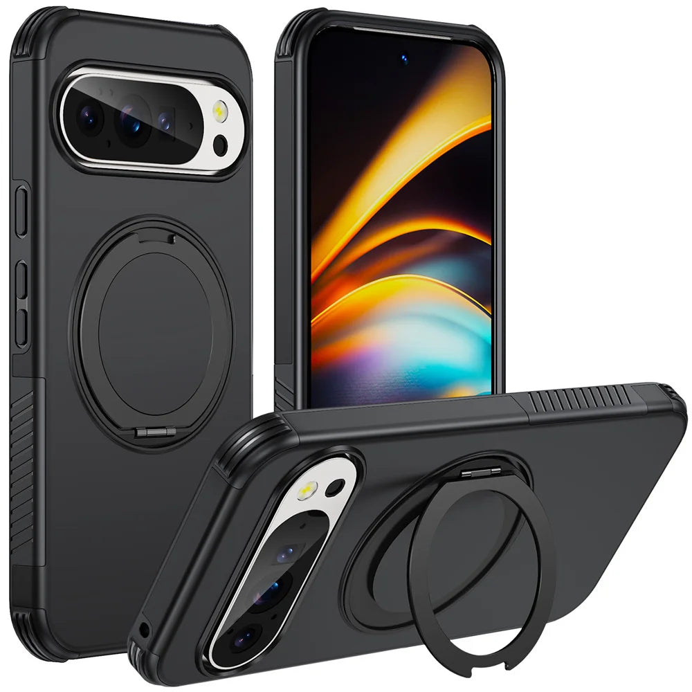 Luxury Magnet Rotating Fold Stand Magnetic Phone Case for Google Pixel 11 10 9 Pro XL 10A Non-Slip Bumper Shockproof Armor Cover
