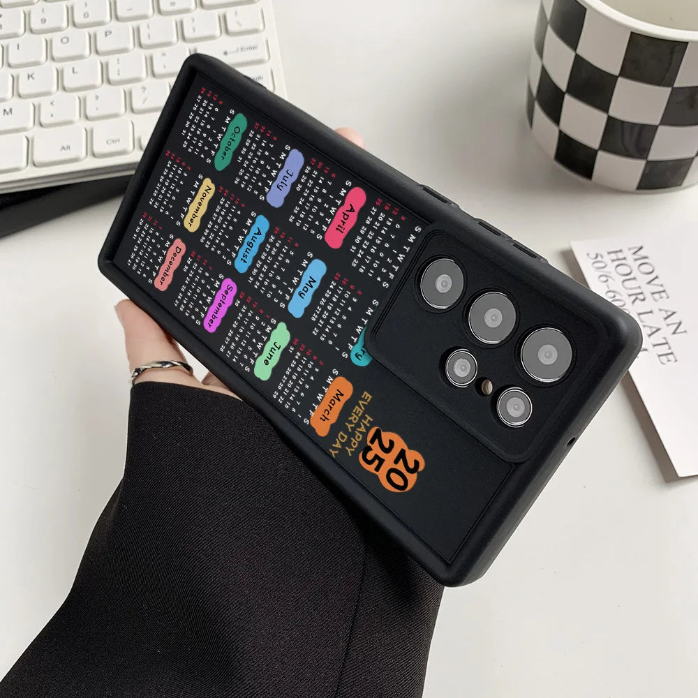 2025 New Year Calendar Phone Case For Poco M6 F5 X5 X6 Pro Case Xiaomi 15 Redmi Note 13 12 11 10 9 8 Pro 14C 13C 10C 12C Cover