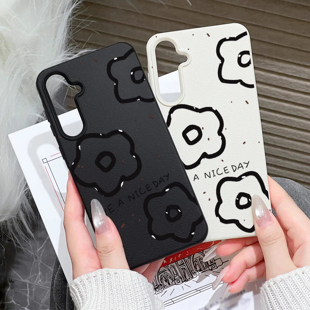 Flower Lichee Pattern Phone Case For Samsung Galaxy A56 5G A16 A17 A55 A36 A53 A35 A06 A07 A26 A34 S25 Ultra S24 FE S23 Cover