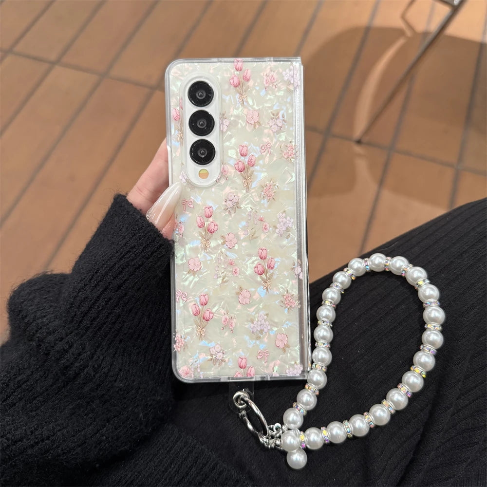 for Samsung Galaxy Z Fold 7 5G Hard PC Phone Case Floral Shell for Z Fold 7 6 5 4 3 Drop-Proof Protective Cover