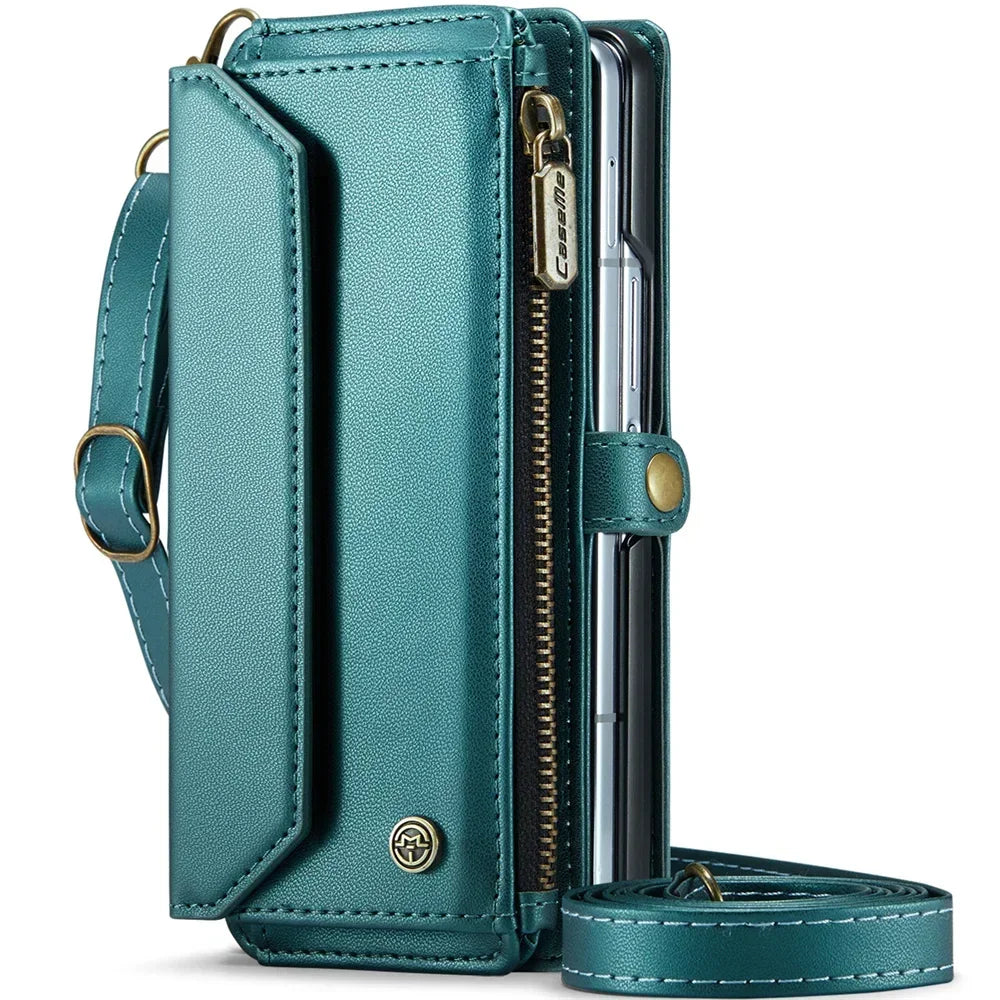 Crossbody Purse for Samsung Galaxy Z Fold 7 6 Fold5 Fold 4 Fold 3 Leather Flip Case Book Wallet Coque Retro Vintage Card Slots