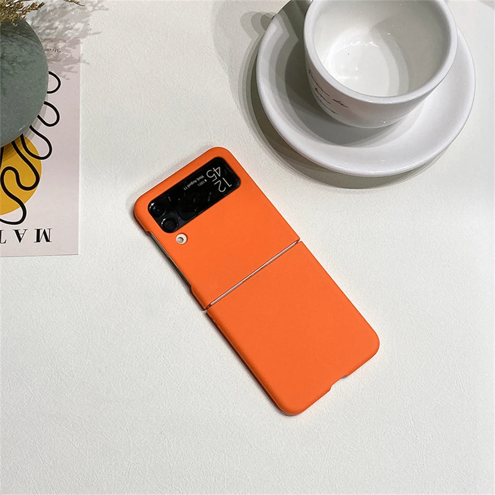 Candy Color Frosting PC Case For Samsung Galaxy Z Flip 6 5GFor Z Flip5 Flip3 Flip4 Ultra Thin Solid Color Hard PC Back Cover