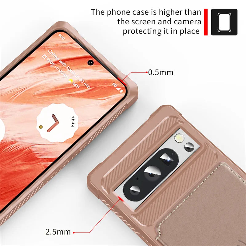 Luxury Leather Car Magnetic Phone Case For Google Pixel 7A 7 Pro 8A 8 Pro 9 Pro Wallet Card Insertion Shockproof Rear Cover