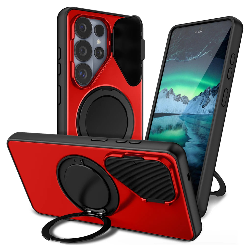 Camera Stand Bracket Protect Magnetic Case for Samsung Galaxy S26 Ultra S25 S24 Plus Edge A07 A17 A57 A36 A56 A16 A26 Cover