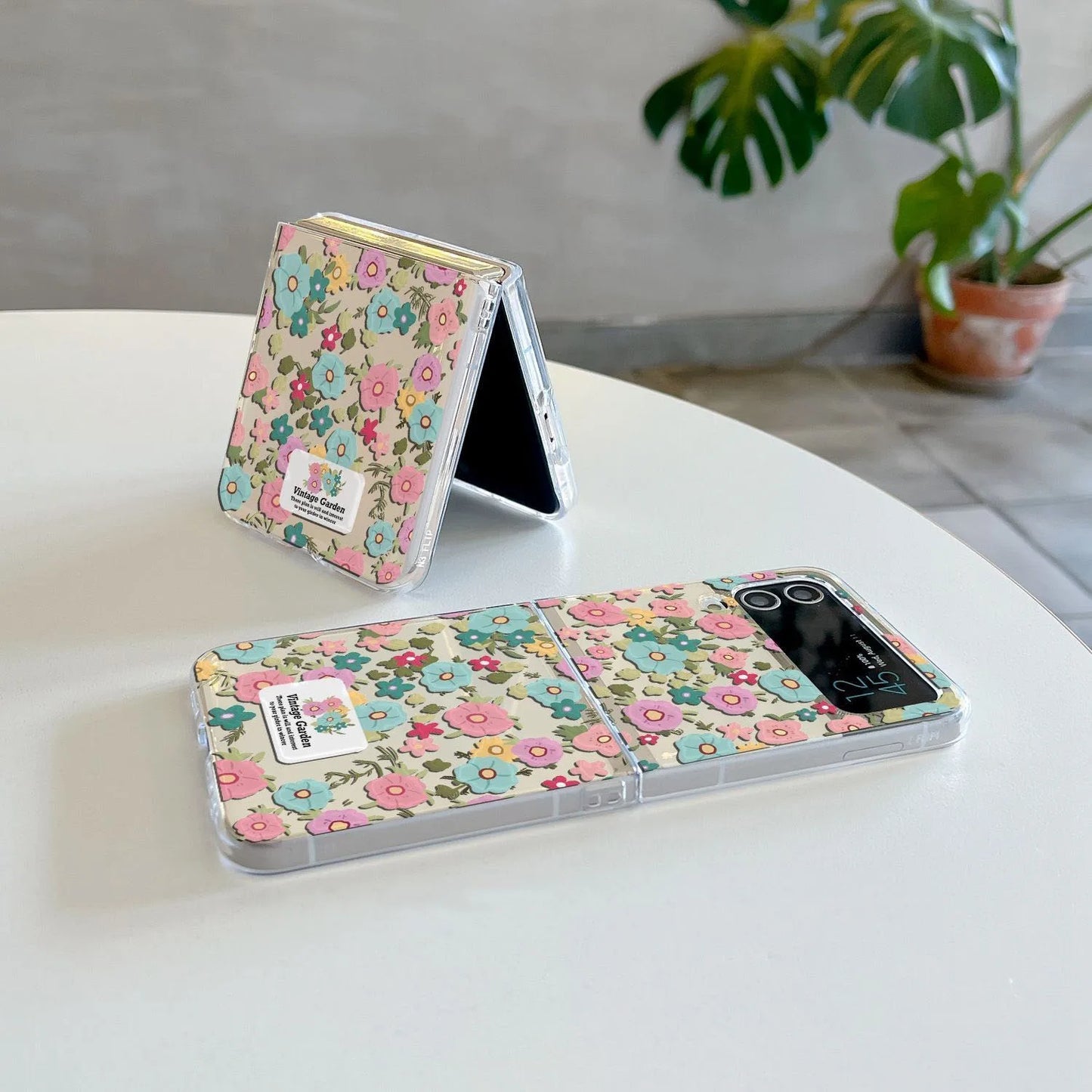 Ins Flower Transparent Phone Case For Samsung Galaxy Z Flip 6 7 ZFlip 5 Hard Clear Folding Cover for Samsung ZFlip 7FE 4 3 Shell