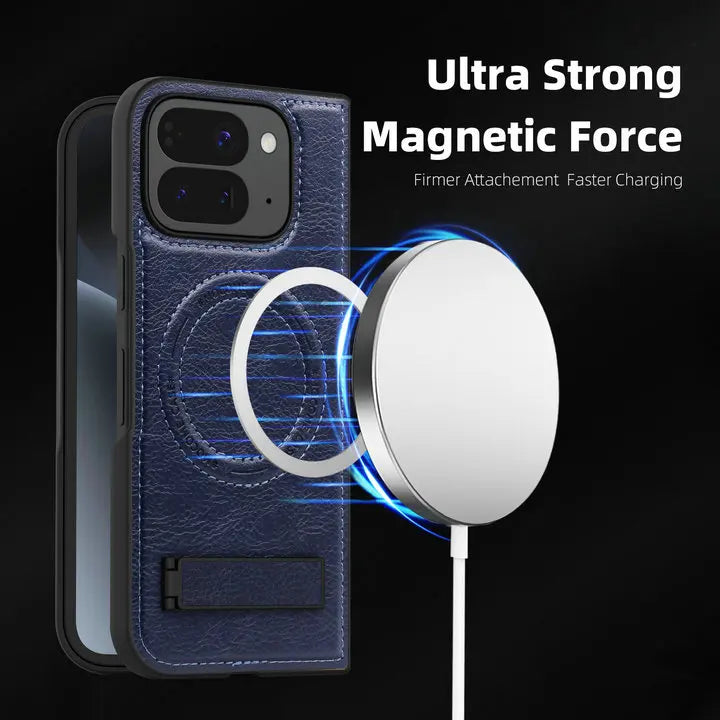 Pixel10 Pro Fold 5G Luxury Case Wireless Charging Leather Magnet Back Stand Coque For Google Pixel 10 Pro Fold Armor Cover