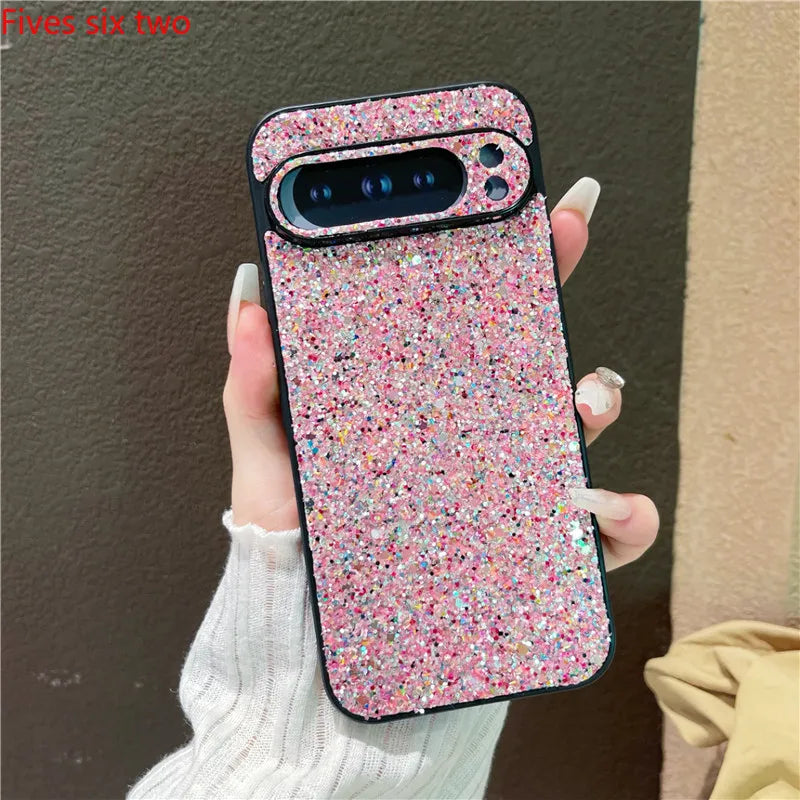 Luxury Glitter Phone Cases For Google Pixel 9A 8A 7A 6A 10 Pro XL 9 8 7 6pro Shiny Shockproof Hard Back Cover Grid Protect Shell