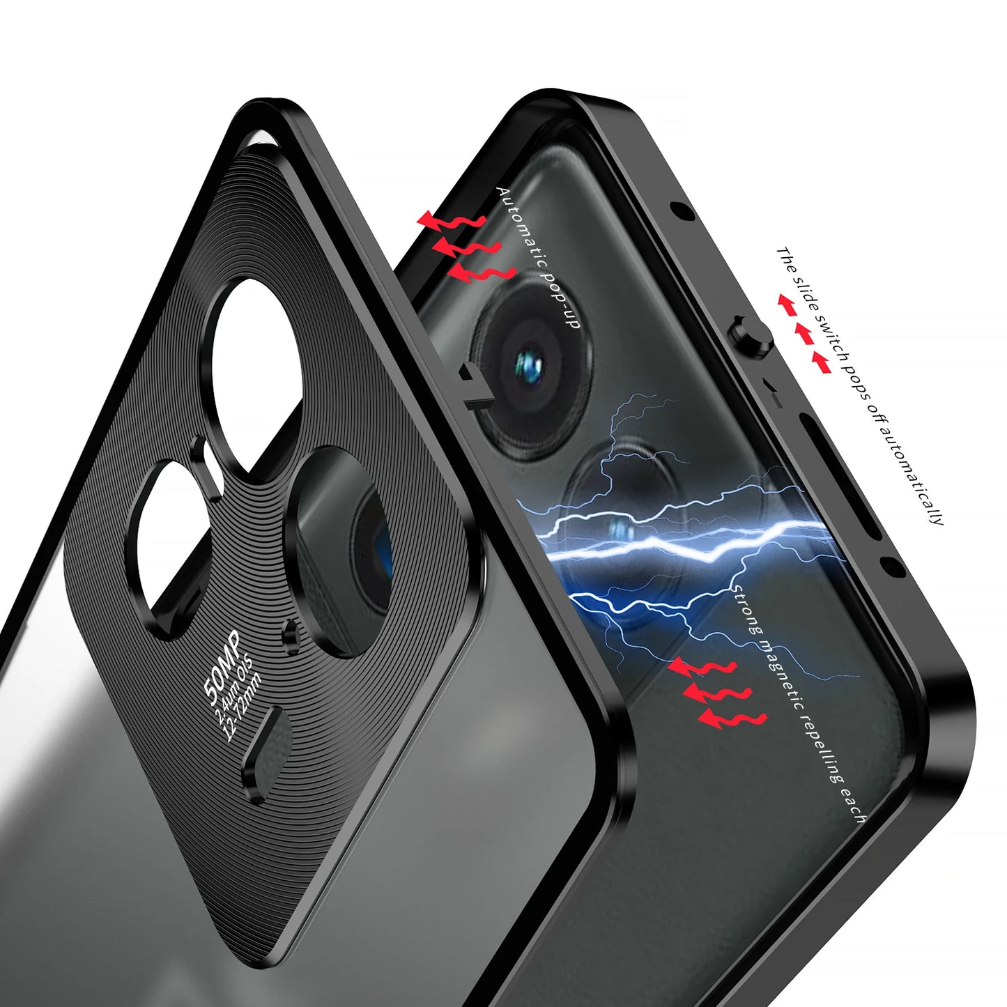 Metal Phone Case Elastic lock buckle For MOTO Edge 40 Pro 50 Ultra Plus 2023 Single sided Matte Clear Back Protect Cover cases