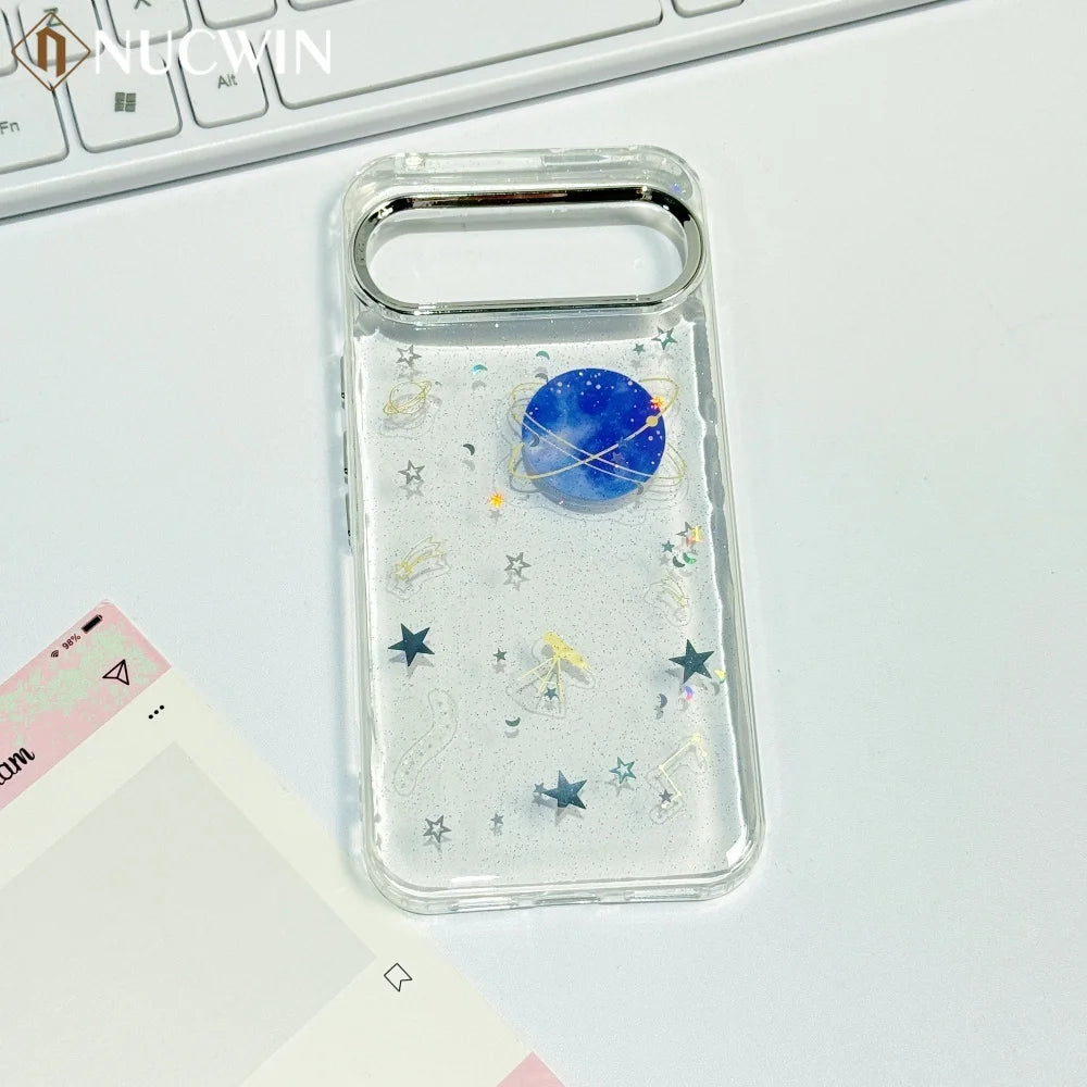 Glitter Star Planet TPU Cases For Google Pixel 9 8 7 6 5 A Pro Transparent PC Drop Glue Cover for Google Pixel 10 9 pro XL 4 a
