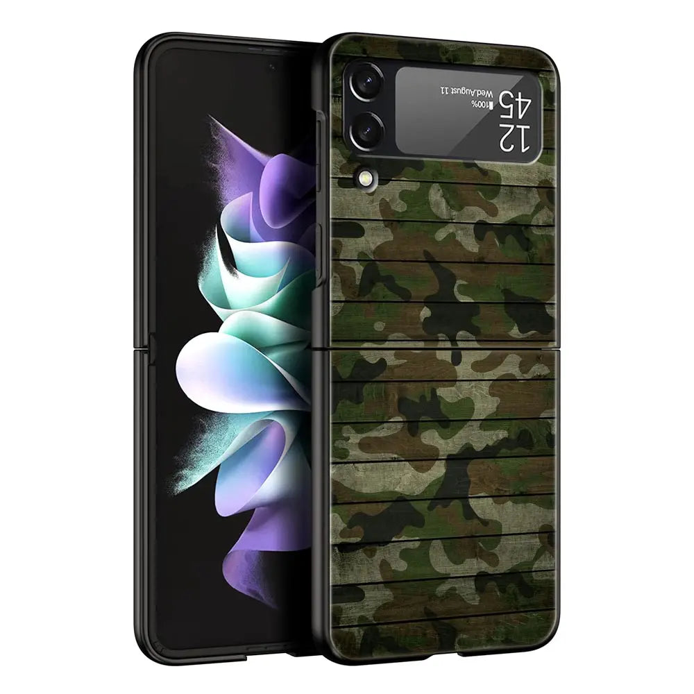 Camouflage Camo Military Army Phone Case For Samsung Galaxy Z Flip 6 5 4 3 Shell For Samsung Z Flip3 Flip4 Flip5 Hard PC Cover