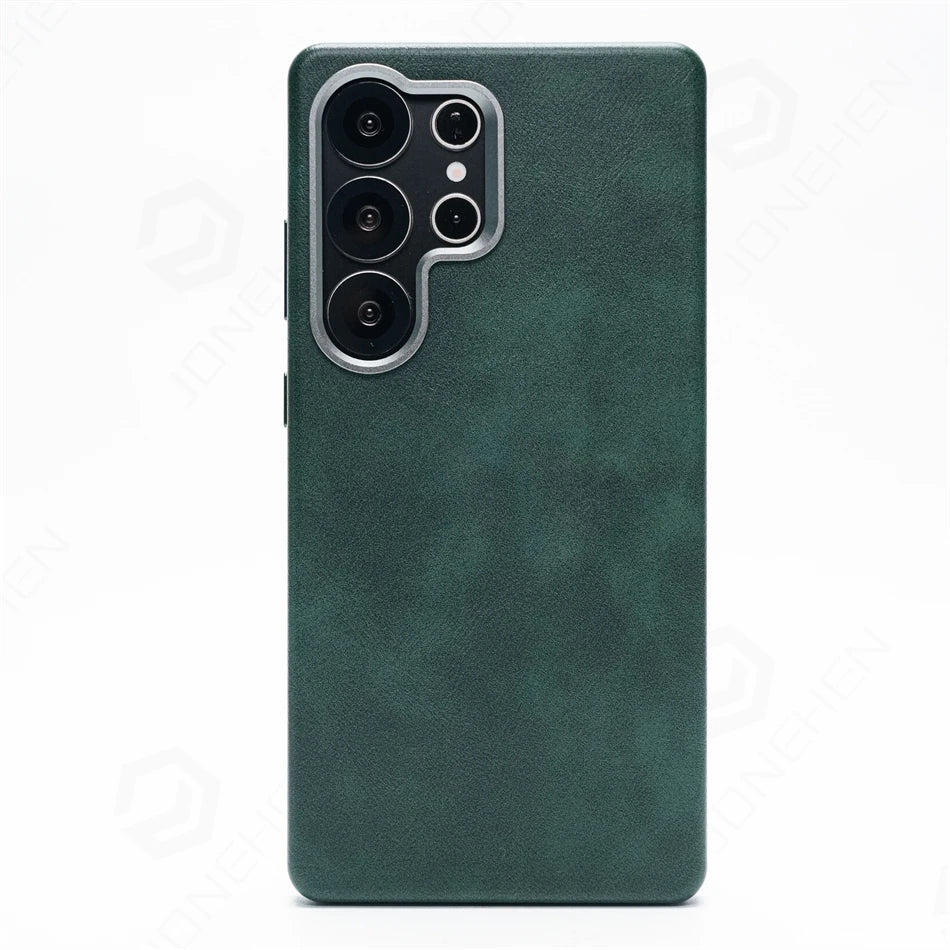 Retro Premium For Magsafe Leather Case For Samsung Galaxy S25 S24 S23 Ultra Luxury Magnetic Metal Lens Ring Shockproof Cover Bag