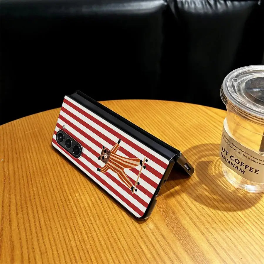 Case for Samsung Galaxy ZFold4 Z Fold 7 6 5 4 3 ZFold3 ZFold5 ZFold7 ZFold6 Back Phone Cover Striped Animal