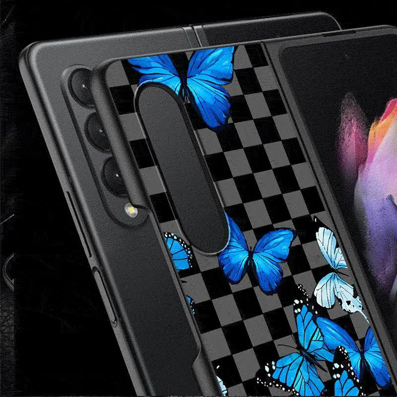 Black Flower Cases for Samsung Galaxy Z Fold6 Z Fold3 ZFold4 Z Fold5 5G Z Fold4 5G Coque Bumper Shockproof Cover