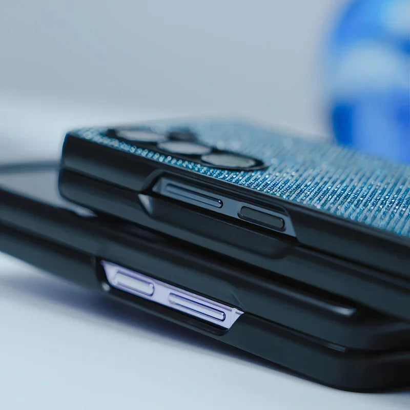 Luxury Soft TPU Lanyard Holder Textured Shockproof Phone Case for Samsung Galaxy Z Fold 7 6 5 4 3 Heat Dissipation Bumper Cover