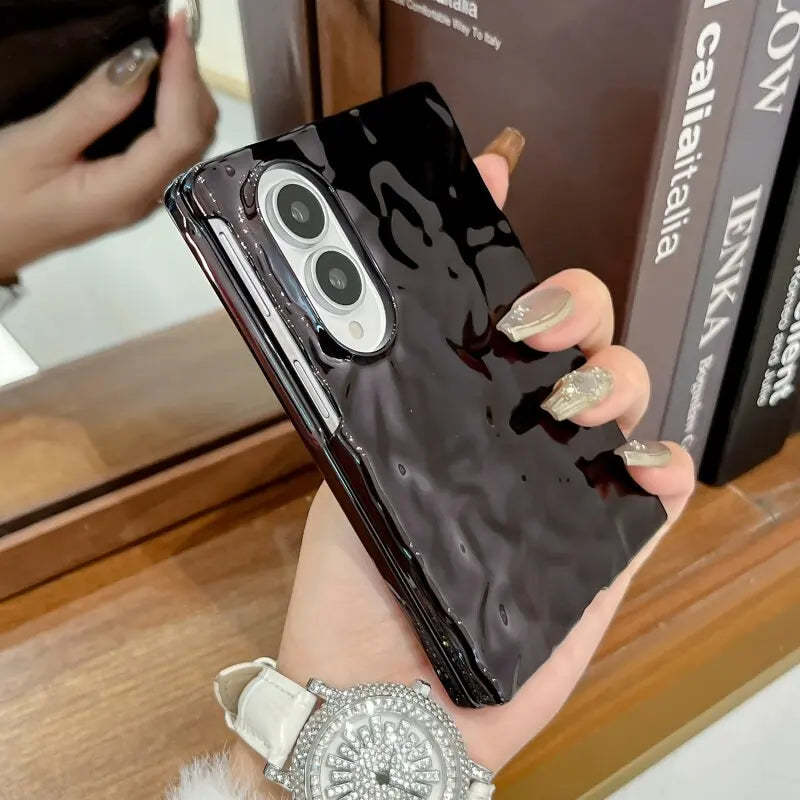 Unique Water Ripple Wrinkles Plating Case For Samsung Z Fold 8 Ultra Fold8 Wide Galaxy Z Fold 7 6 5 4 Slim Mat Shockproor Cover
