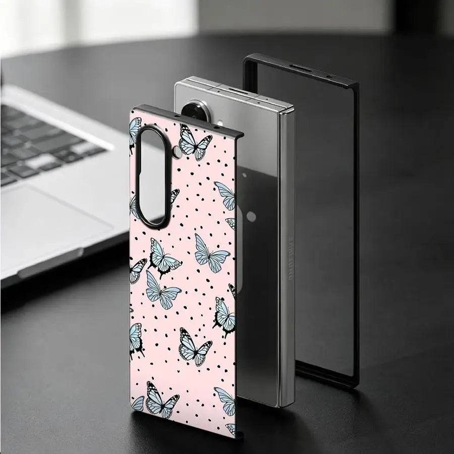 Polka Dot Butterflies Case for Samsung Galaxy ZFold7 ZFold5 Z Fold 7 6 5 4 3 ZFold3 ZFold6 ZFold4 Back Phone Cover