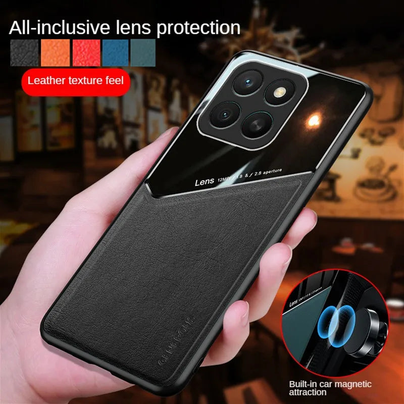 Leather Texture Phone Case For Motorola Edge 60 Pro Moto Edge 60 Fusion Cover With Magnetic Suction Holder Coque Fundas Capa