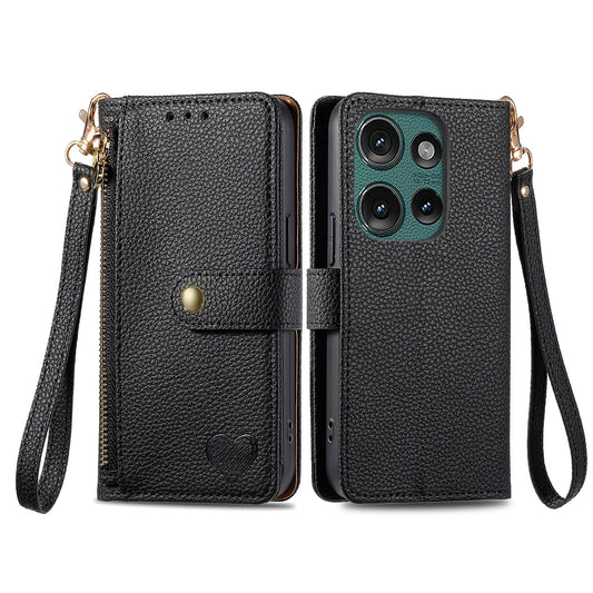 Wallet Case Motorola Moto G Power 2025 G 5G G96 G86 G64 G56 G75 G66Y G55 Zipper Pocket Purse with Wrist Strap, Flip Card Holder