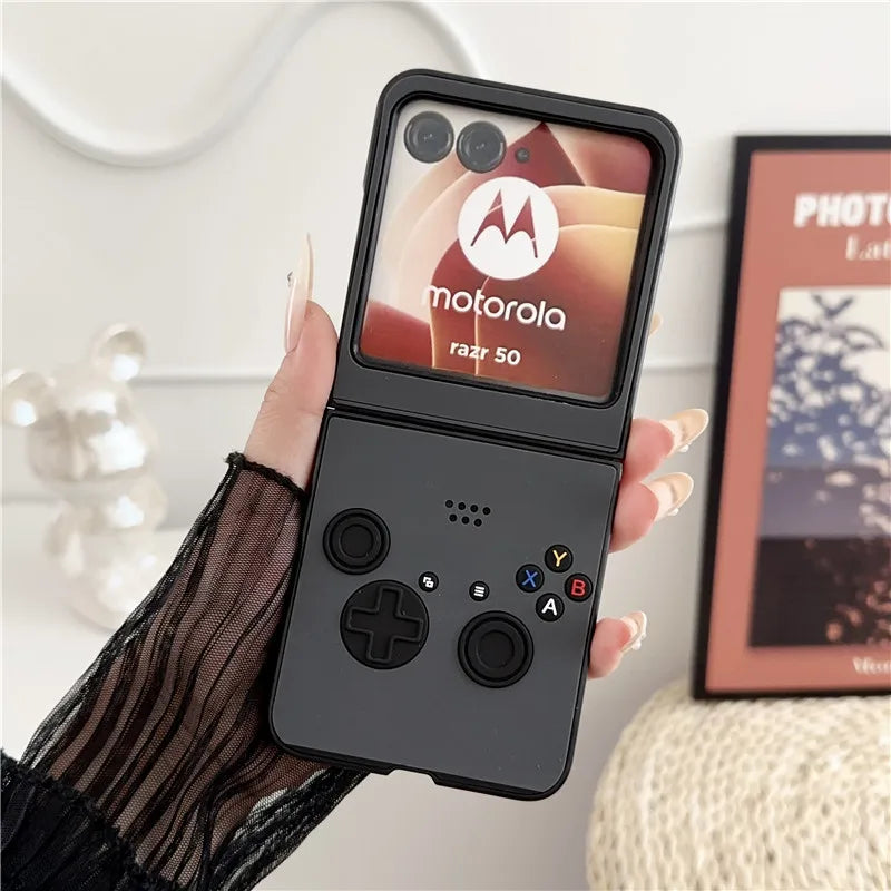 Classic Handheld Game console Phone Case For Motorola moto razr 50 Ultra 50ultra Folding flip 3D Key X Y A B Leather Cover