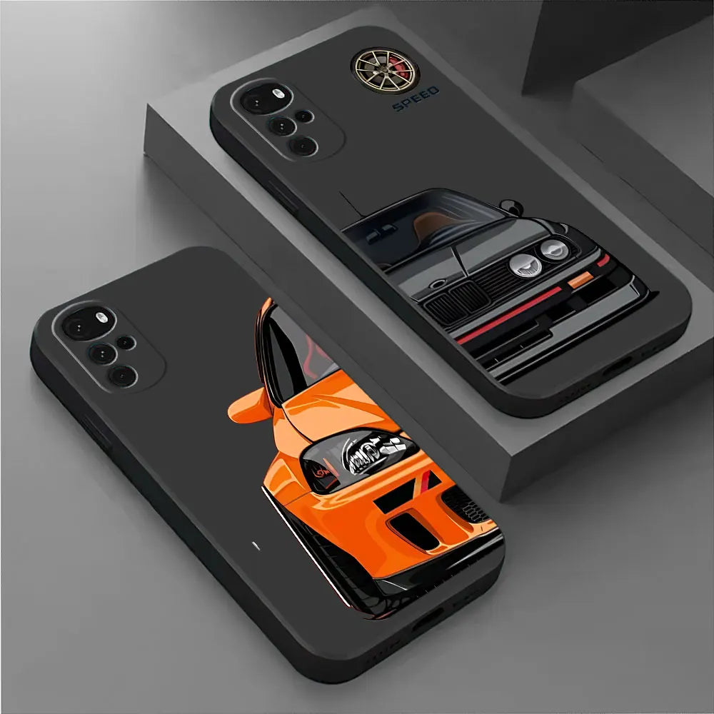 Black Soft Case for Motorola Moto G31 G71 G72 G73 G60s G22 G30 G32 G51 G52 G53 G60 G50 Armor Sports Car Tokyo JDM Cover