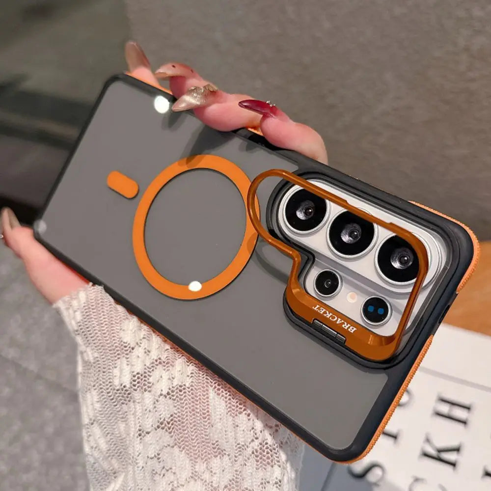 S26 Ultra For Magsafe Metal Lens Protect Stand Case For Galaxy Samsung S26 S23 S22 S24 S25 Ultra Plus FE Acrylic Bumper Cover
