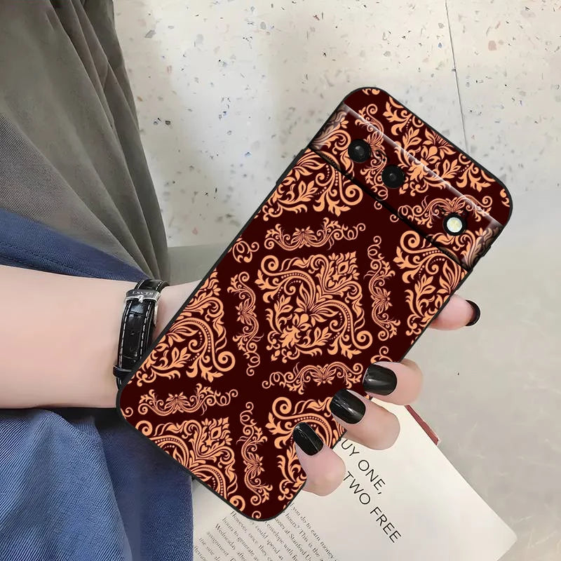 Mandala Flowers Beautiful Art For Google Pixel 9 8 7A 7 6A 6 5A 5 4 4A XL 5G Black Silicon Shockproof Shell Back Phone Case