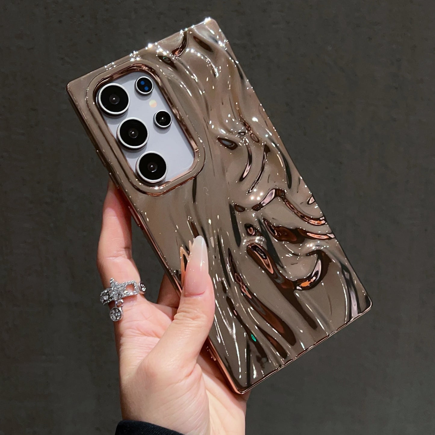 3D Plating Wave Wrinkle Matte Solid Color Case For Samsung S25 S24 Plus S23 Ultra FE A56 A36 A26 A16 A06 A55 A35 A25 Soft Cover